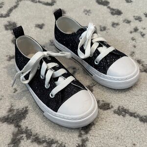 Girls Black and White Glitter Sneakers